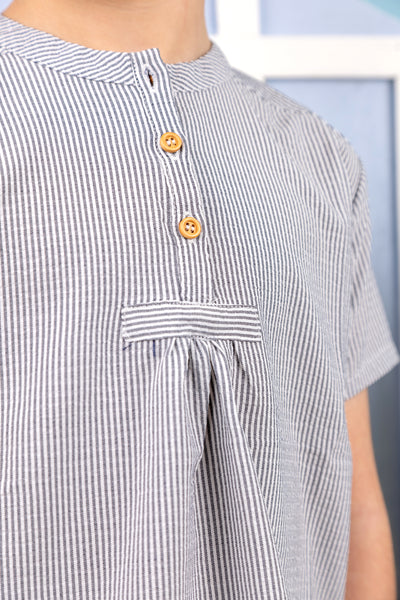 Striped seersucker navy shirt by Belati