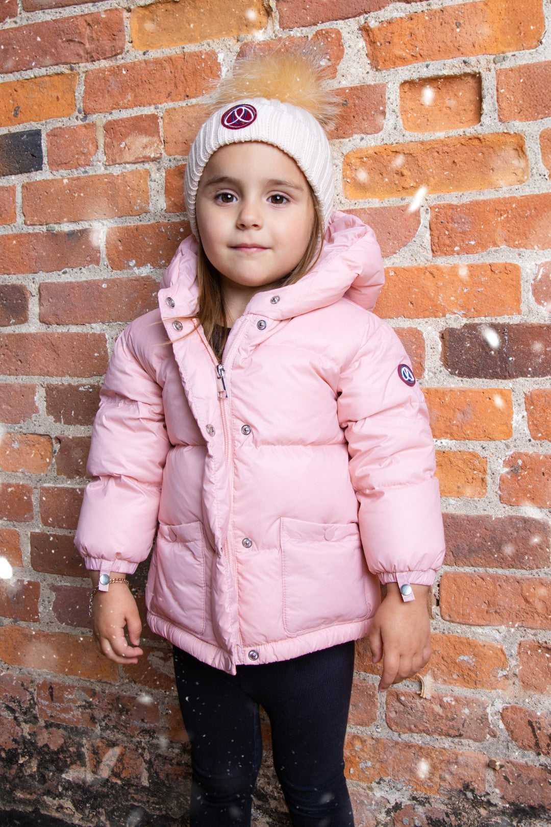 Ellabee Gold fox fur ivory pom pom hat
