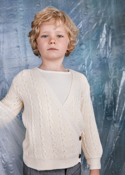 Wrap textured cream sweater by Noma