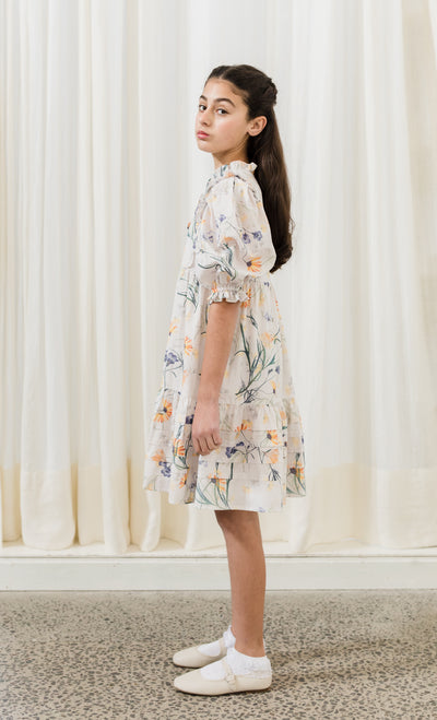 Scallop spring print voile dress by Petite Amalie