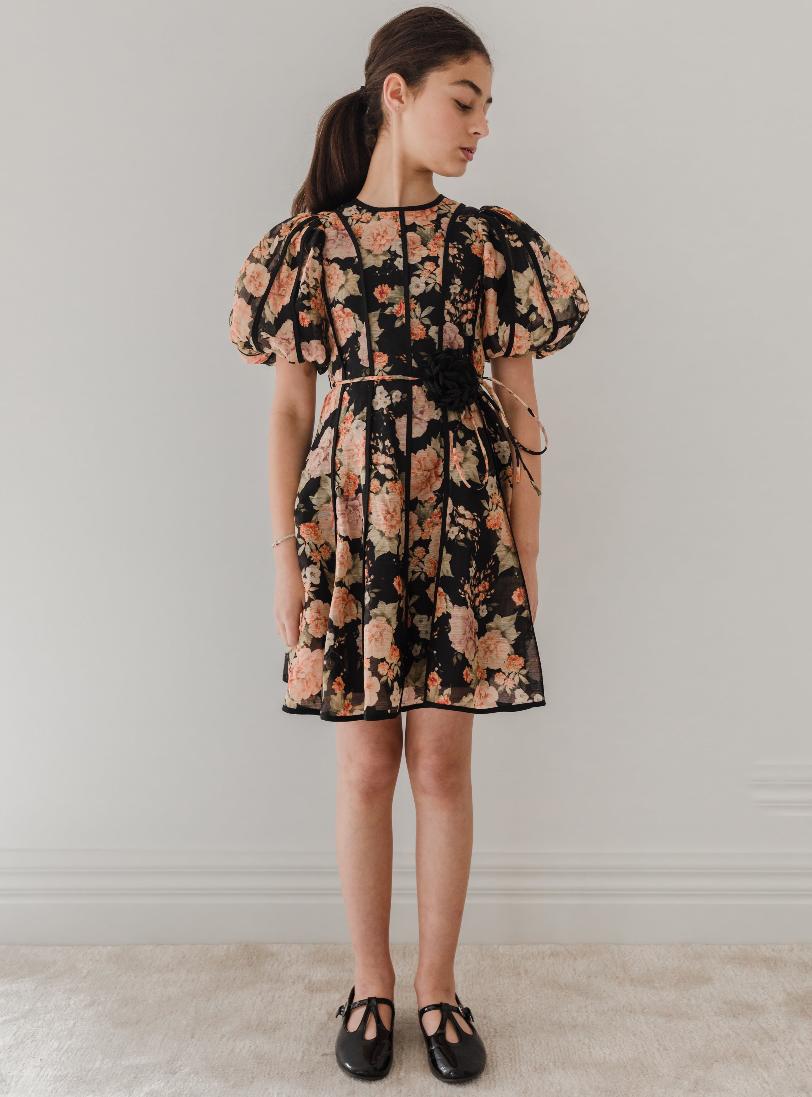 Vintage Bloom Print Linen panel dress by Petite Amalie