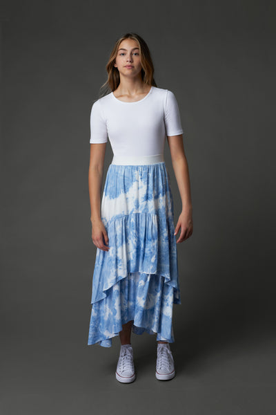 Marble wash layered skirt by Zaikamoya