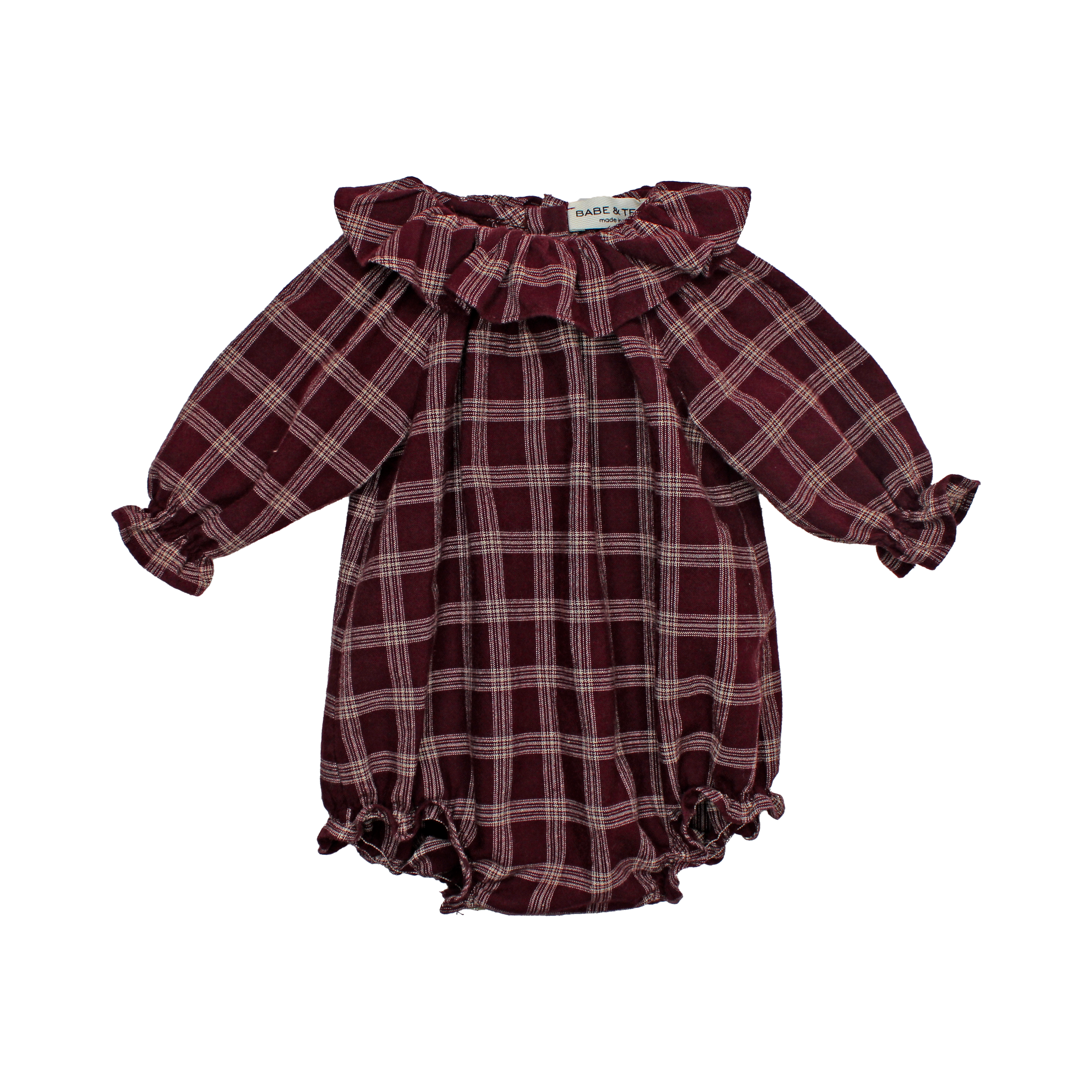 Babe & Tess Plaid plum romper