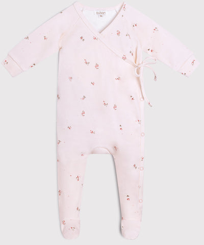 Wrap pink floral footie by Oubon