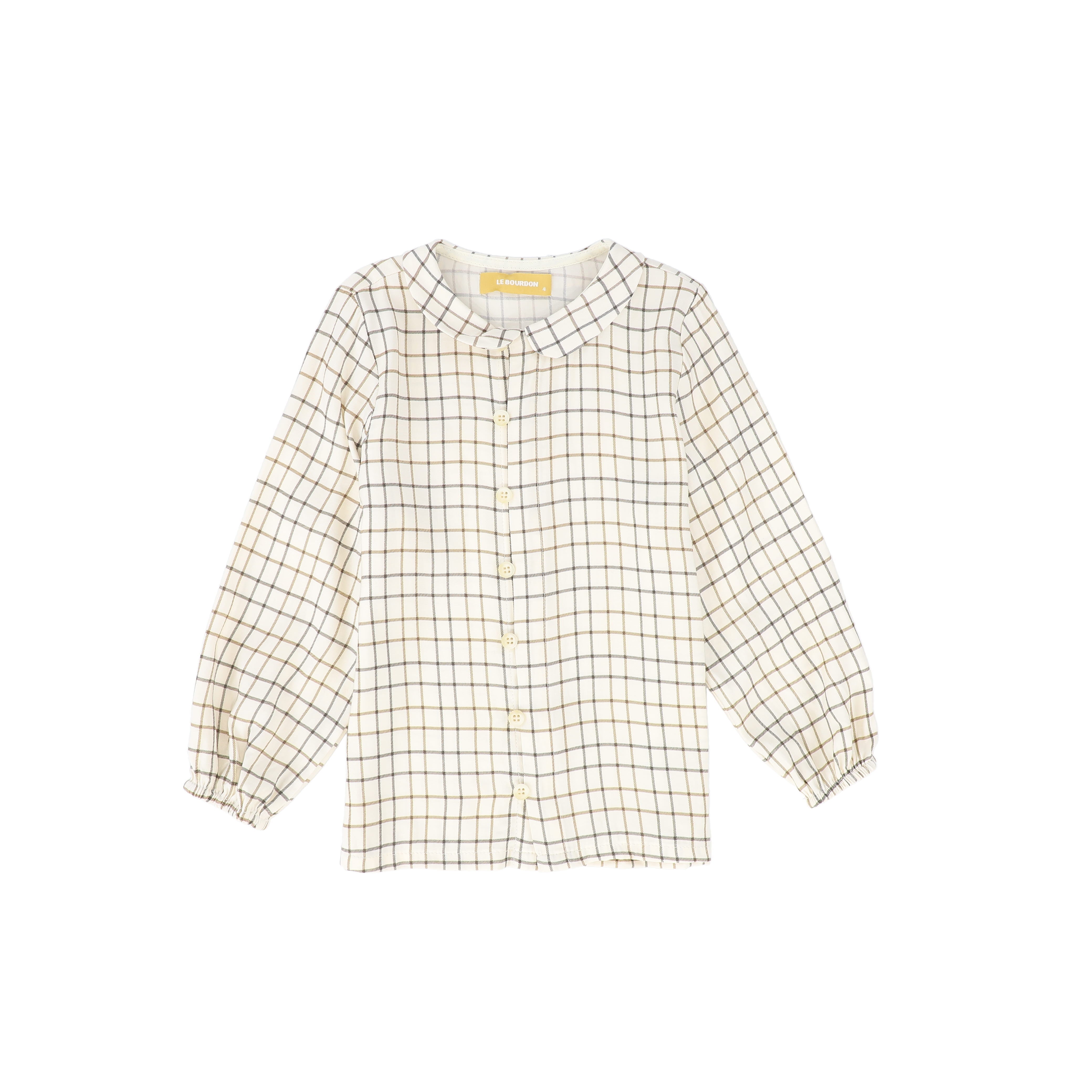 Le Bourdon Peter pan collared brown blouse