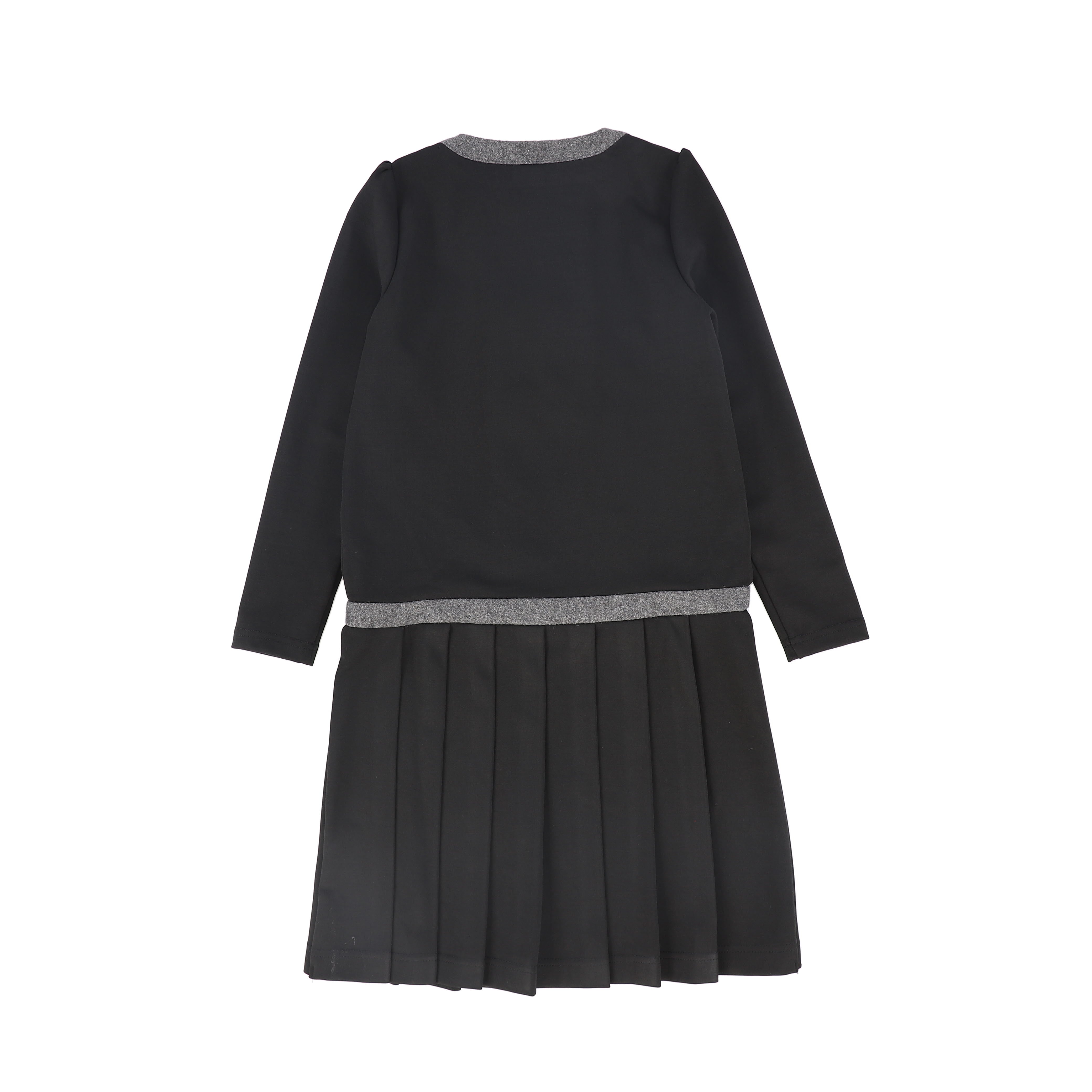 Bamboo Double breasted pleated black dress