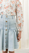 Denim button skirt by Petite Pink