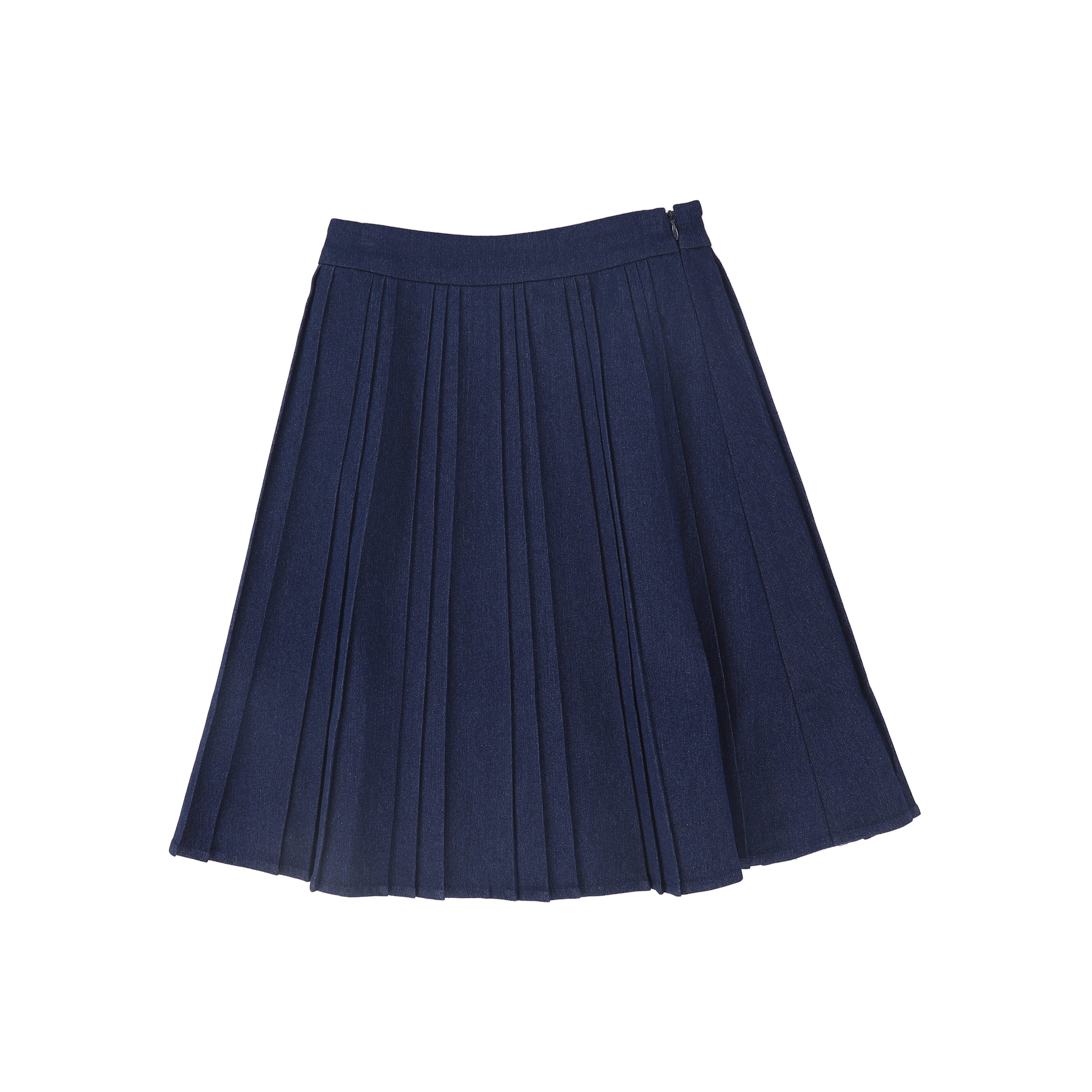 Valentina Pleated denim skirt