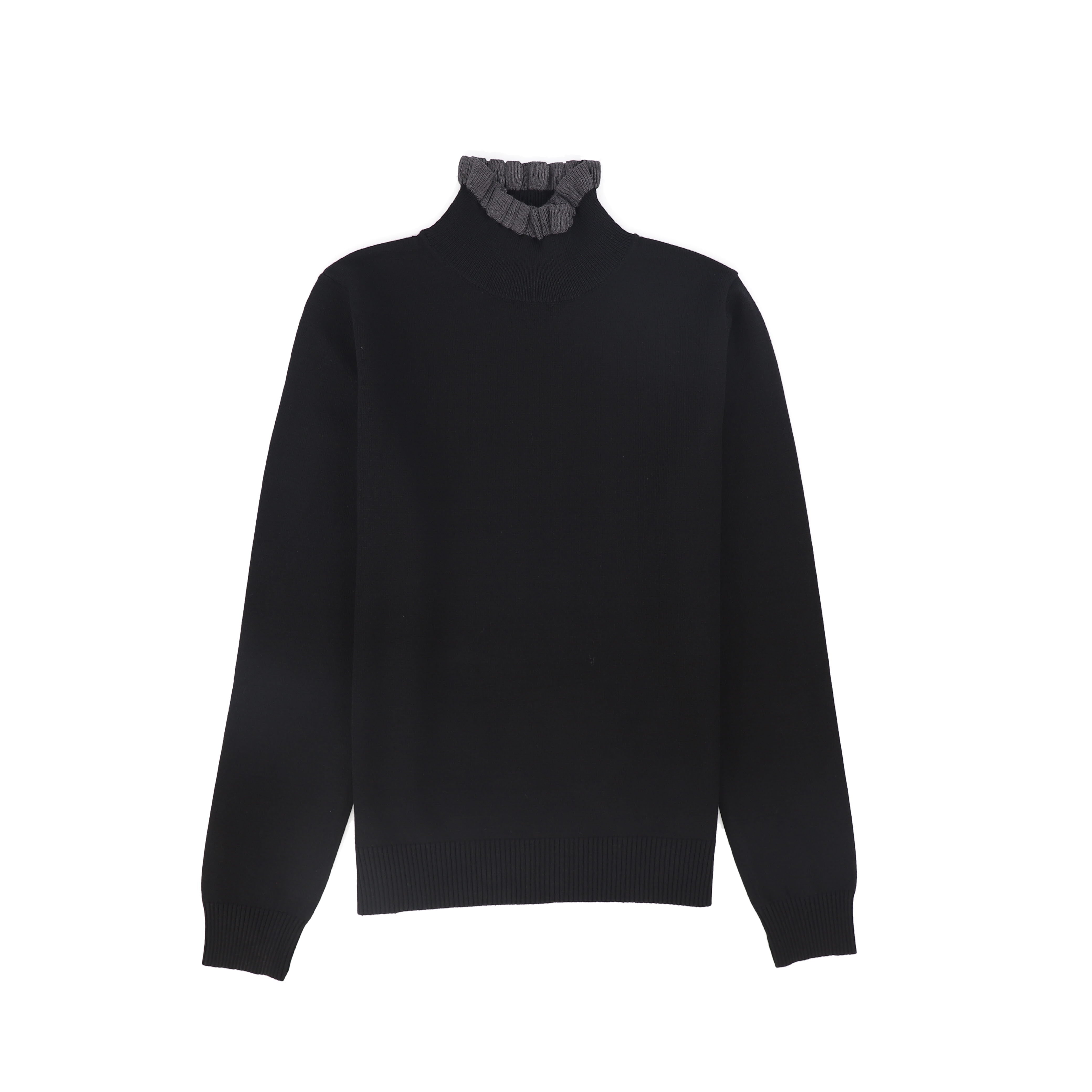 Bamboo Ruffle neck black sweater