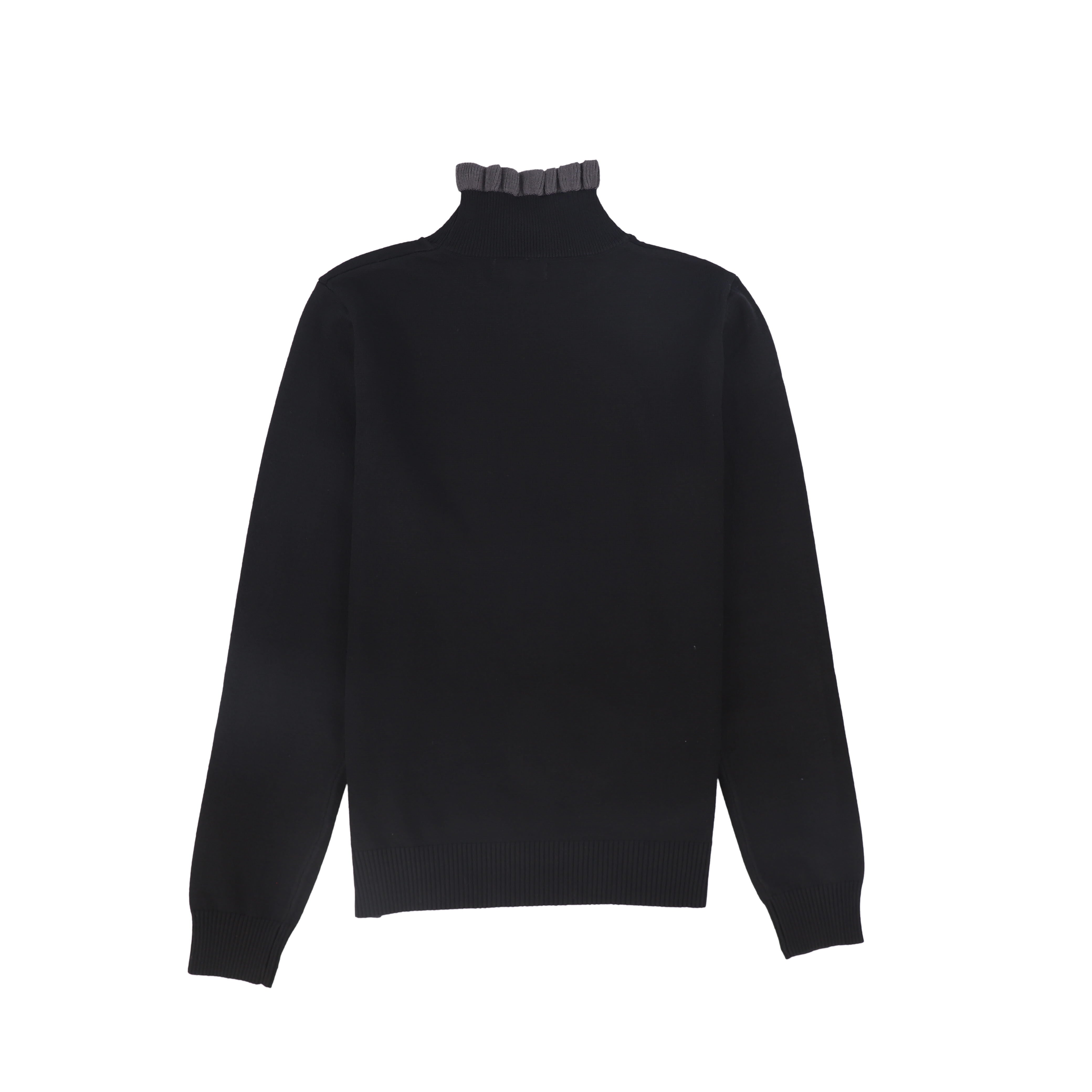 Bamboo Ruffle neck black sweater