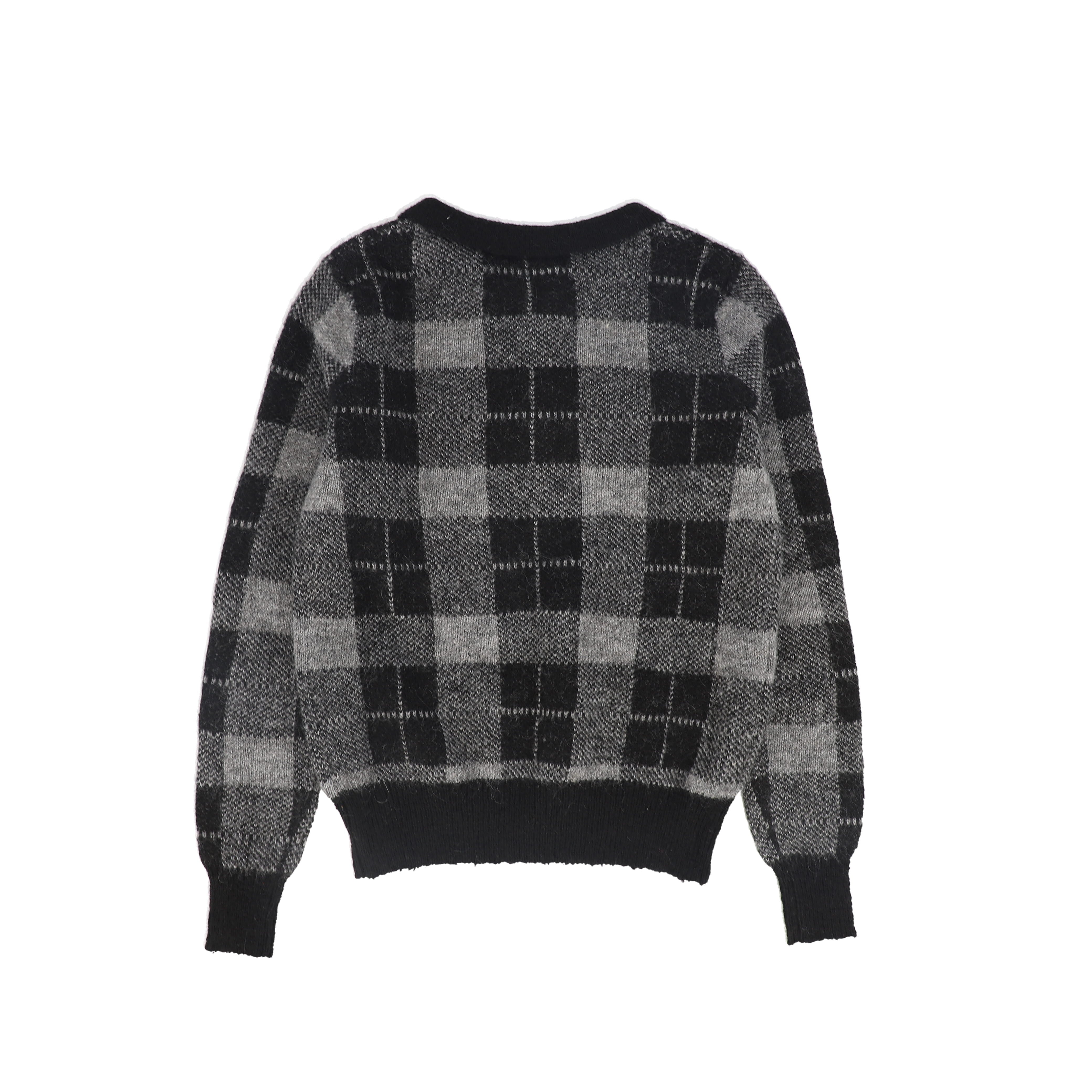 Bamboo Plaid knit collar charcoal sweater
