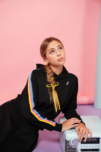 Rainbow striped hooded sweatshirt by Luna Mae