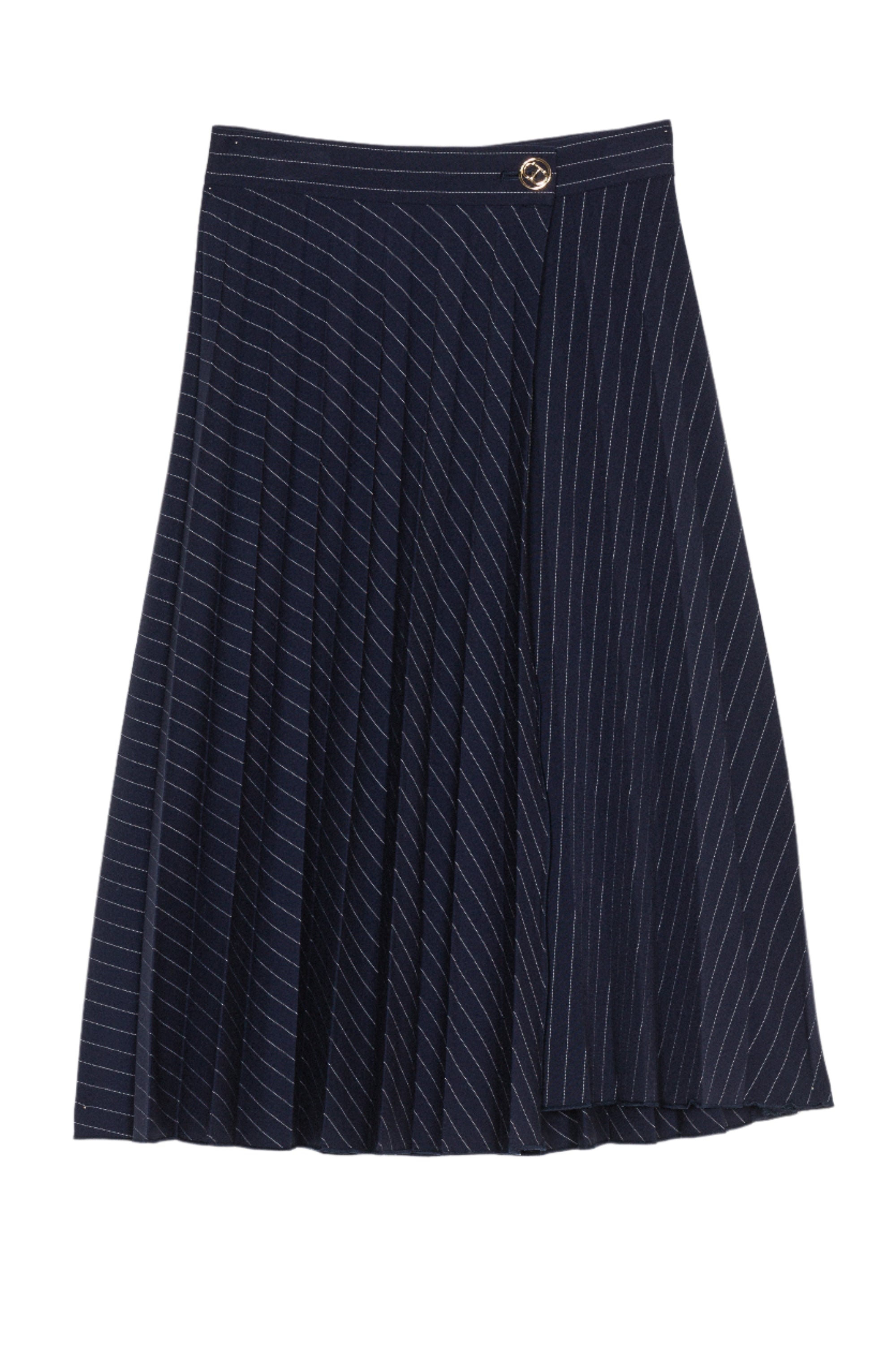 Twinset Pleated blue stripe pleated skirt