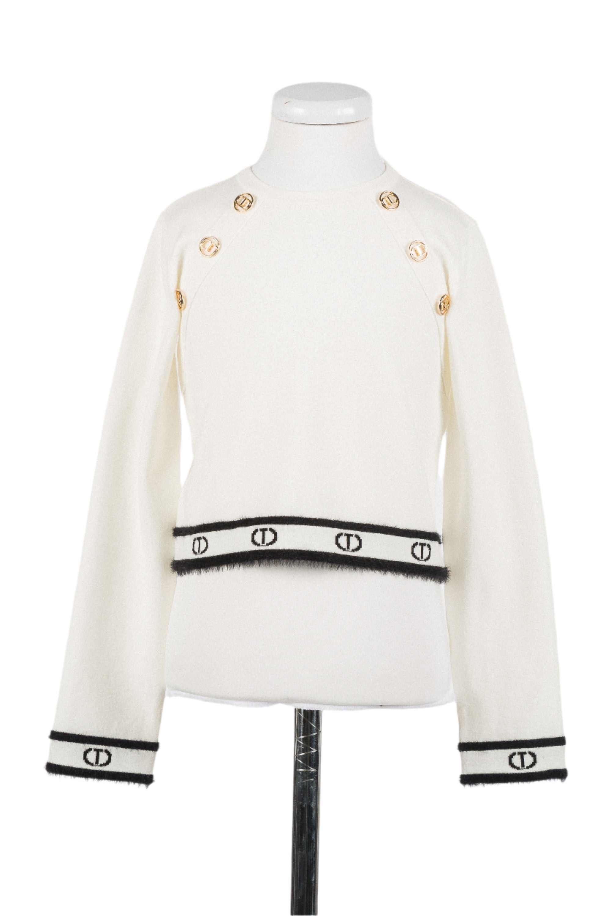 Twinset Gold logos off white sweater