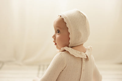 Ruffle collar petal pointelle footie set by Lilette