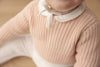 Edged collar white/blush footie set by Lilette