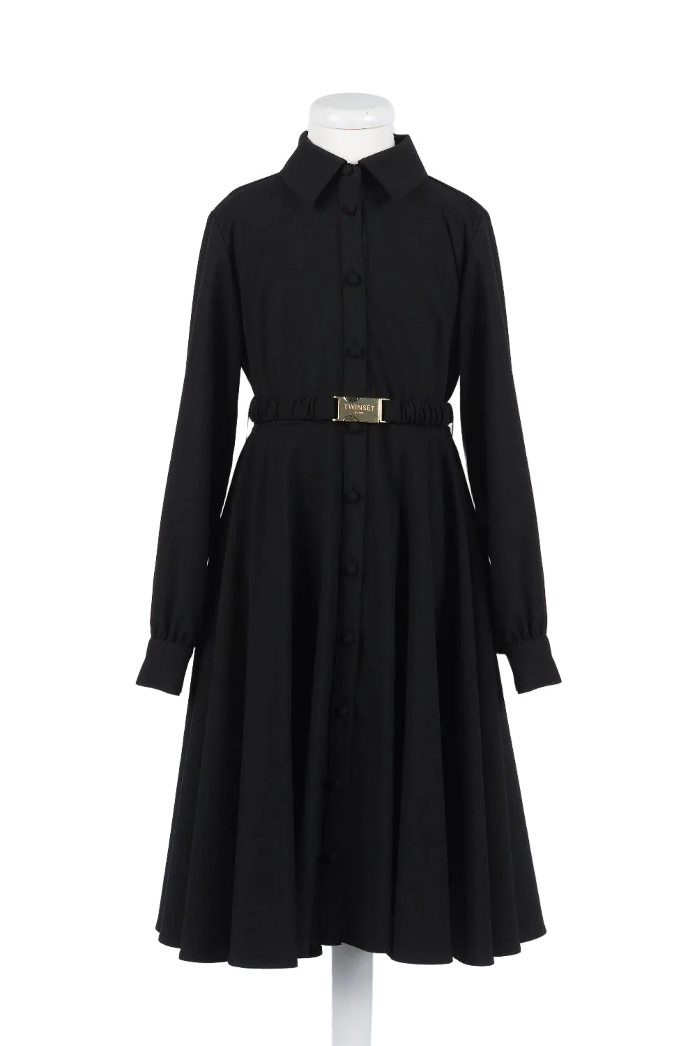 Twinset Belted black shirt dress