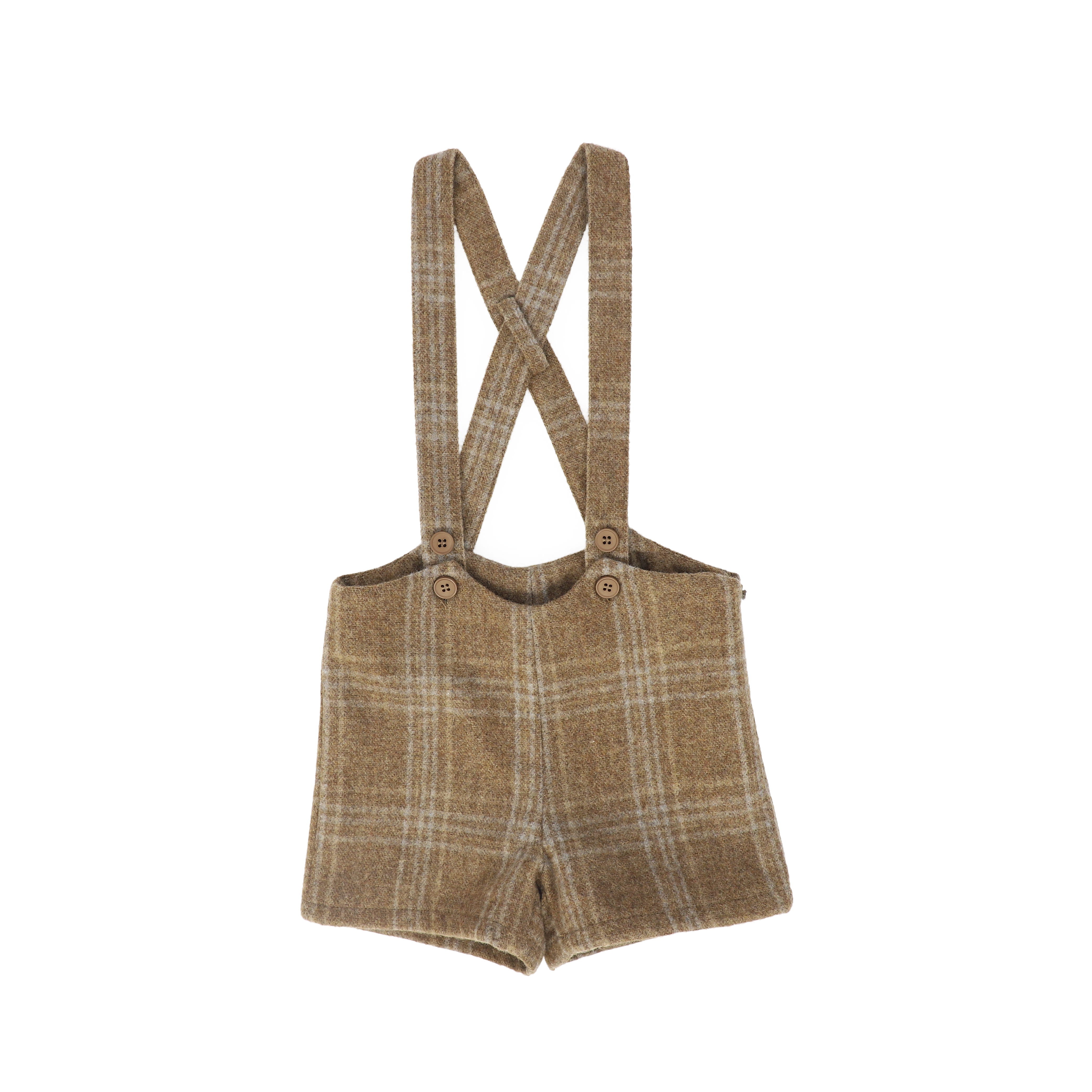 Le Bourdon Camel plaid print overall - Flying Colors