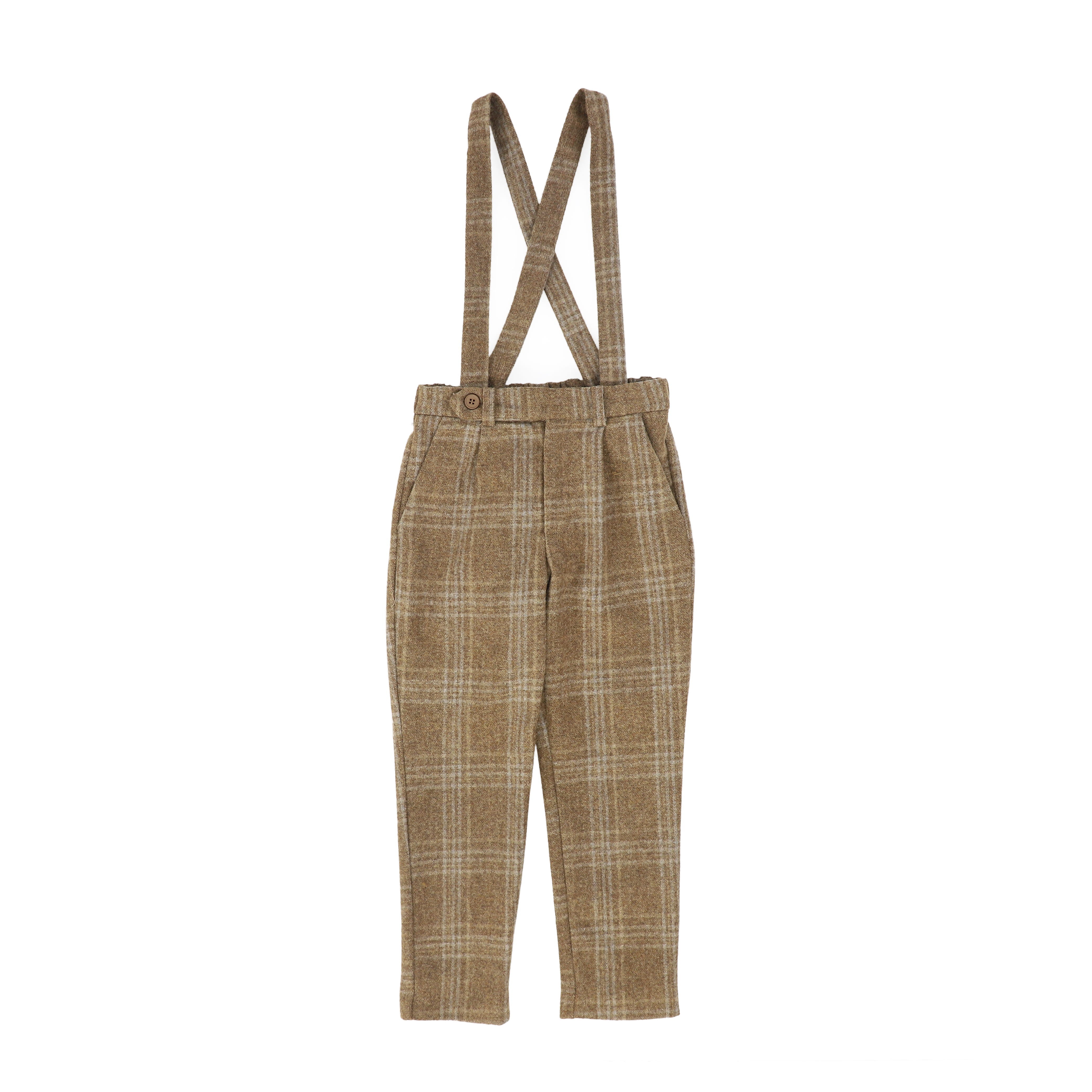 Le Bourdon Camel plaid print pants - Flying Colors
