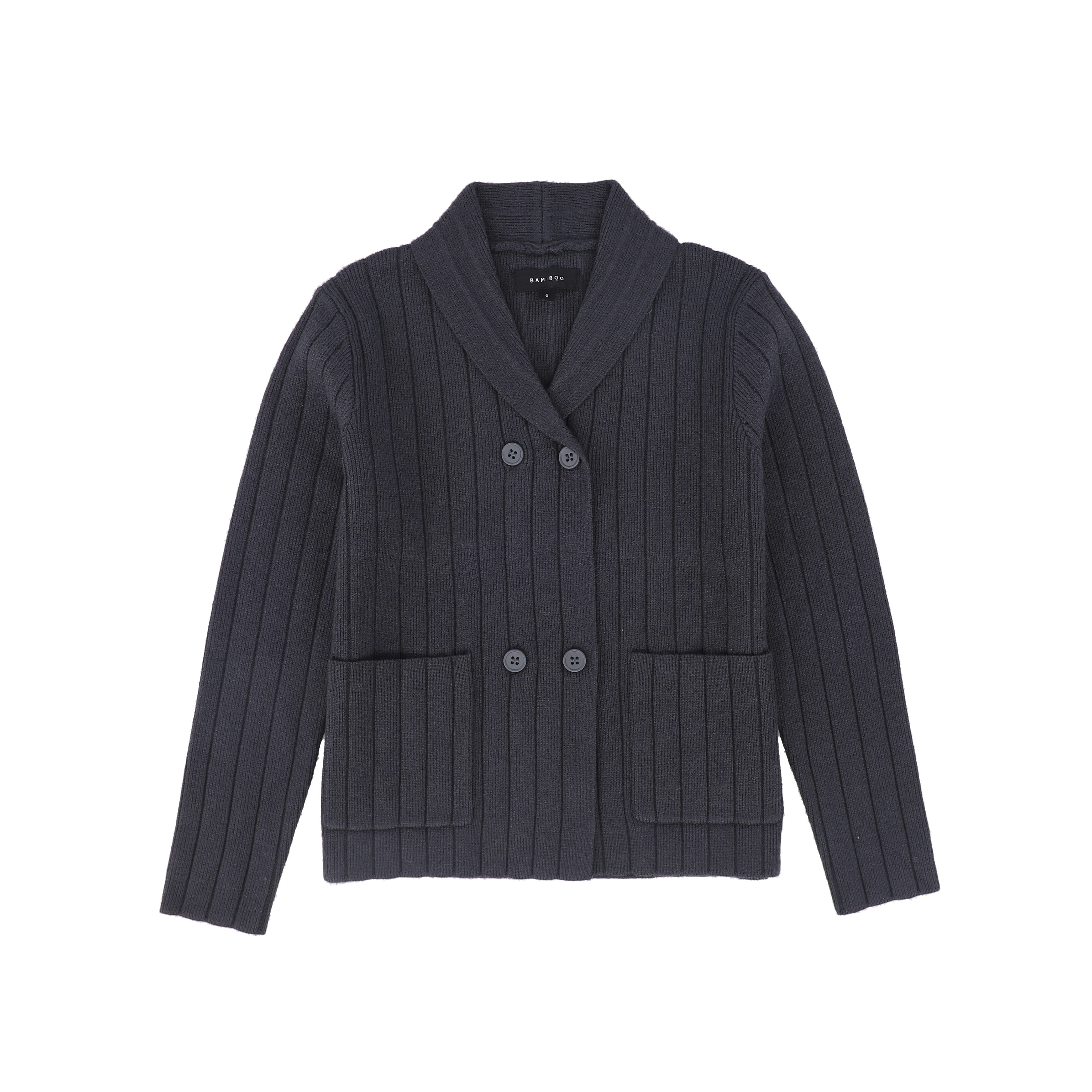 Bamboo Wide ribbed knit double breasted cardigan