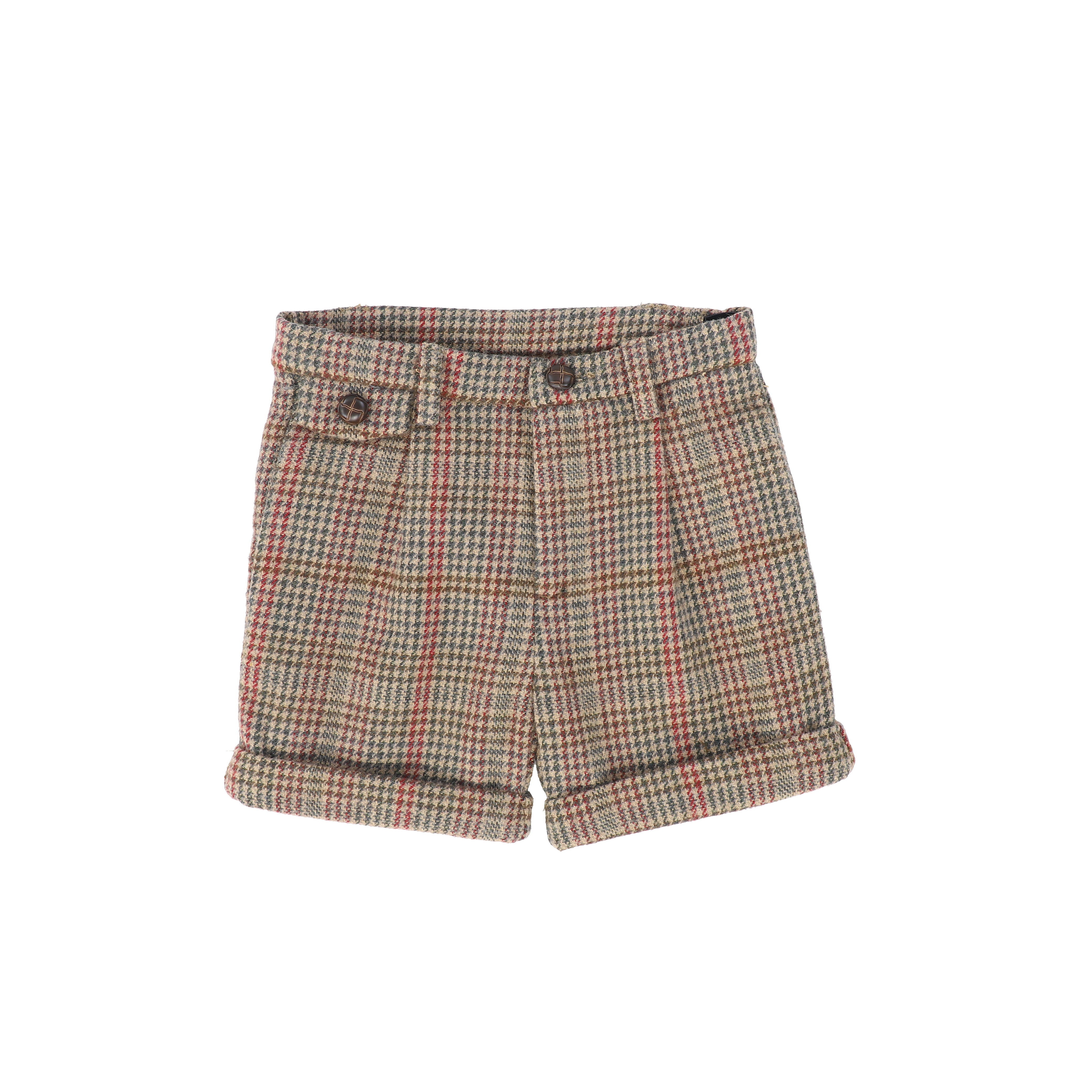 Le Bourdon Houndstooth wool cuffed shorts - Flying Colors