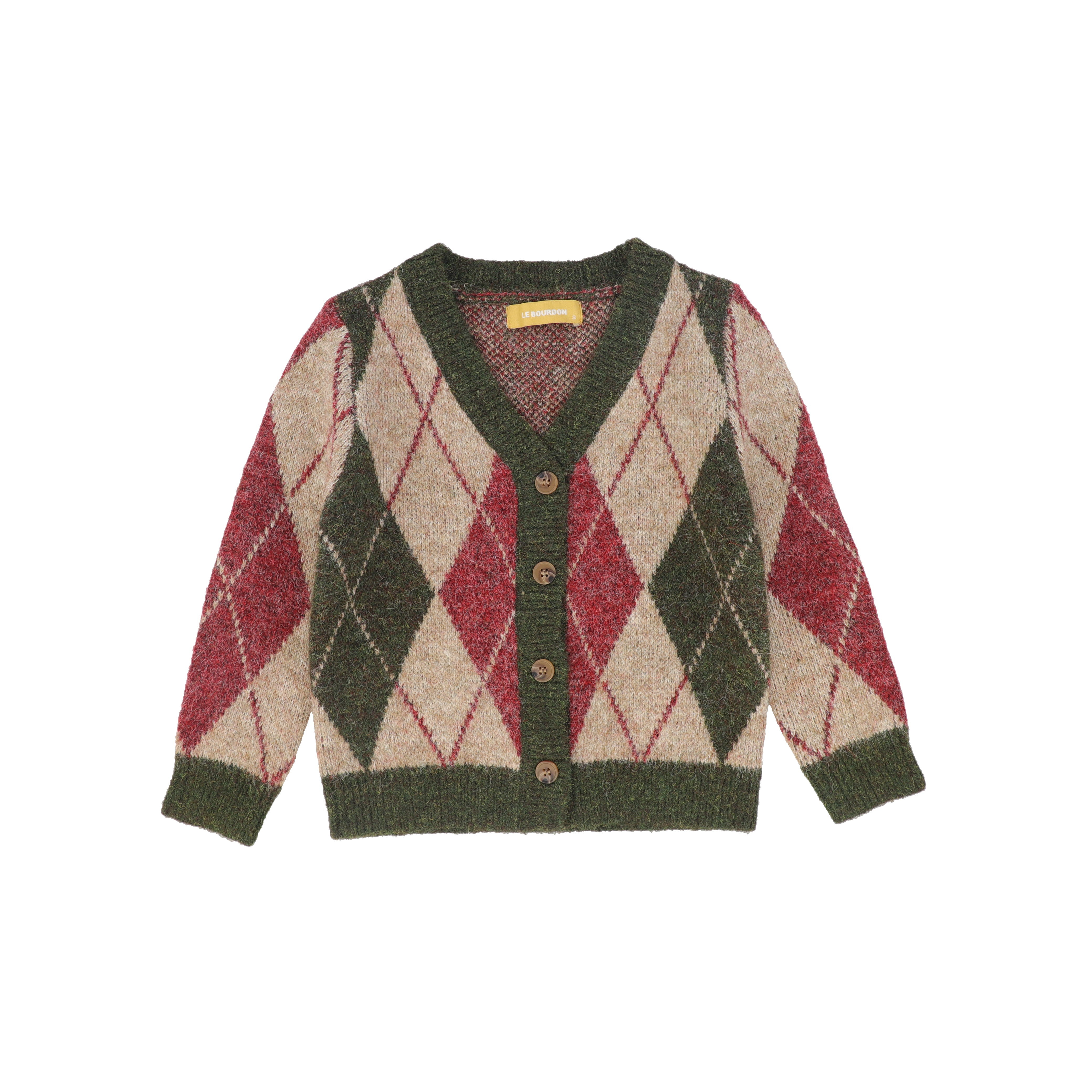Le Bourdon Argyle knit trim cardigan - Flying Colors