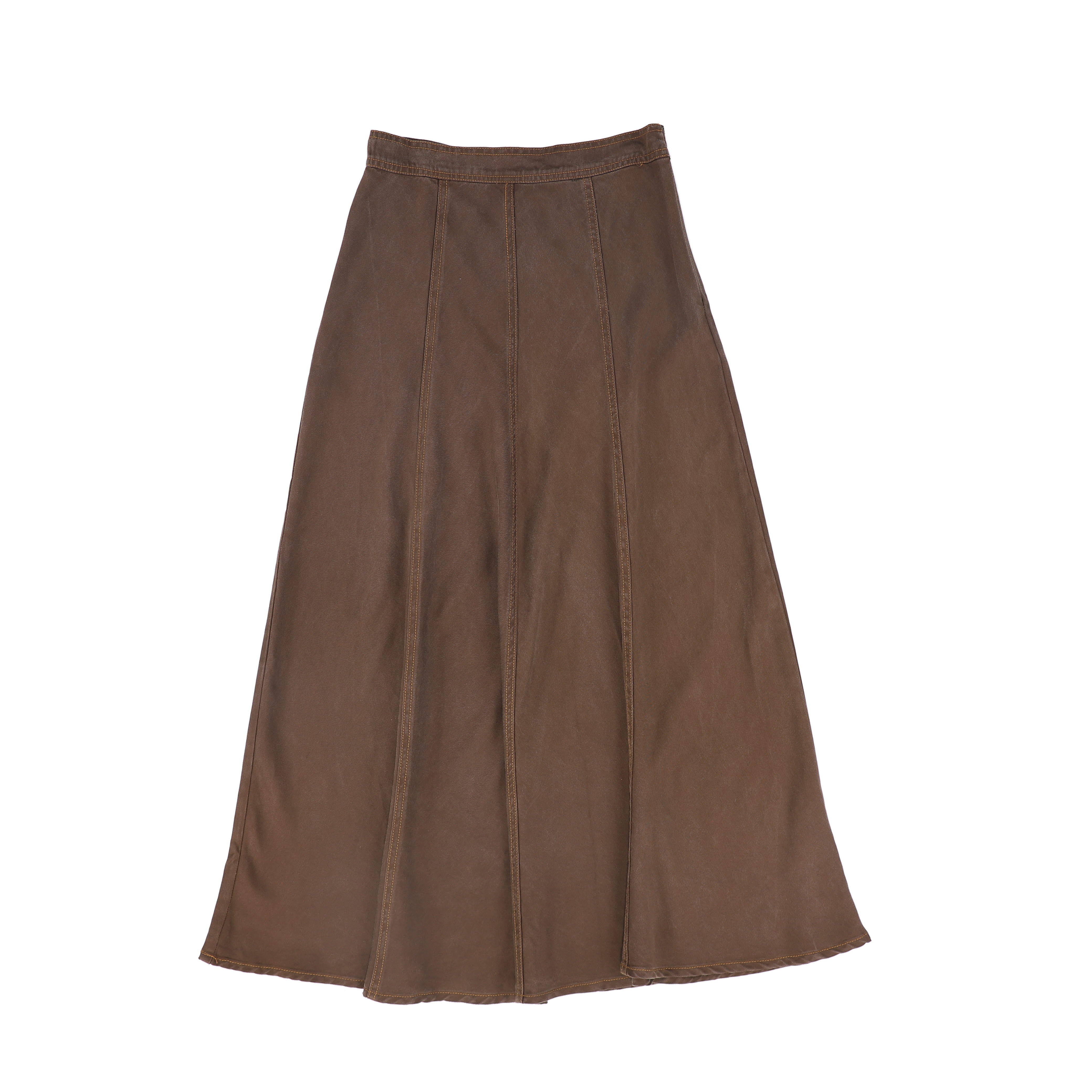 Valentina Contrast seam brown maxi skirt