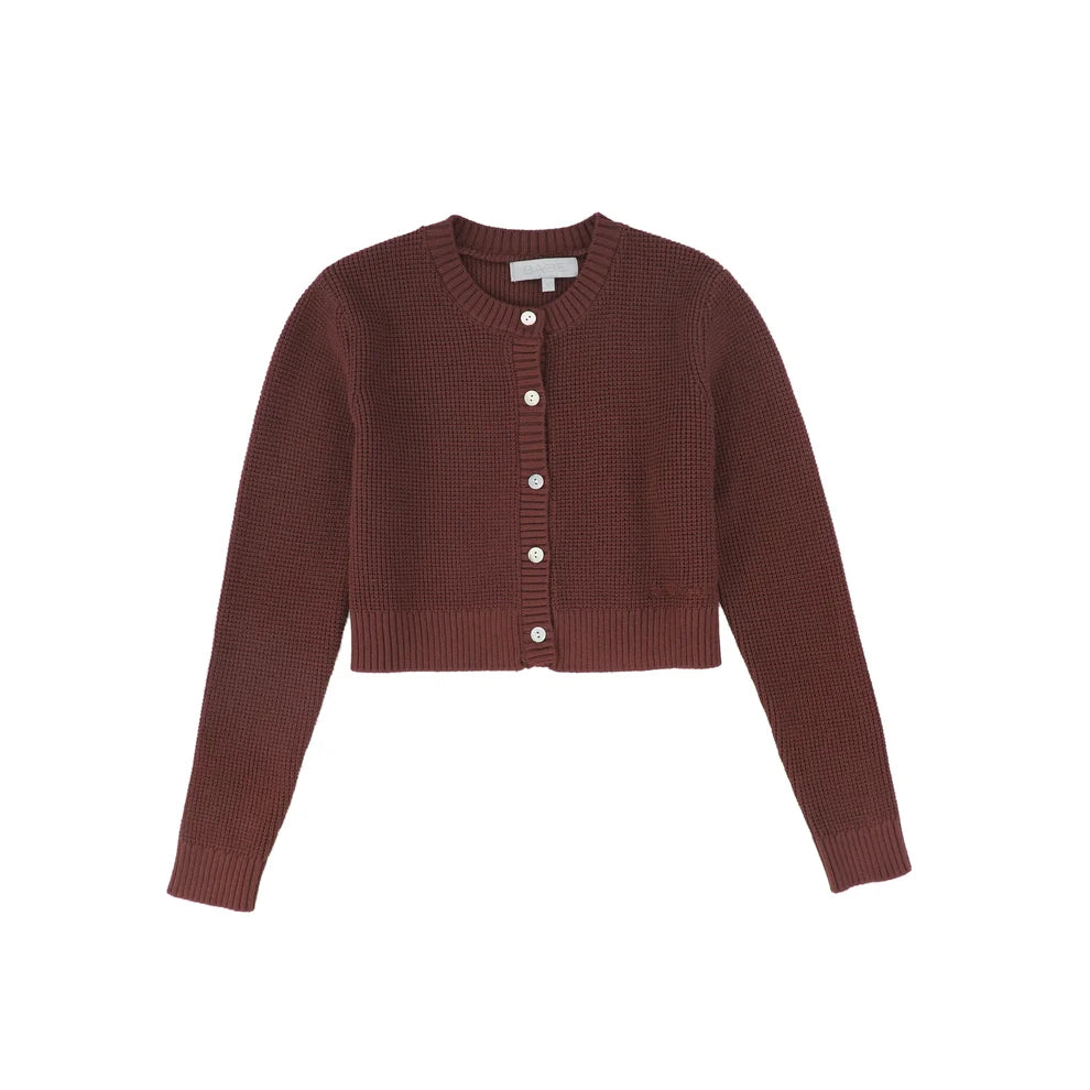 Bace Burgundy Textured Button Down Cardigan