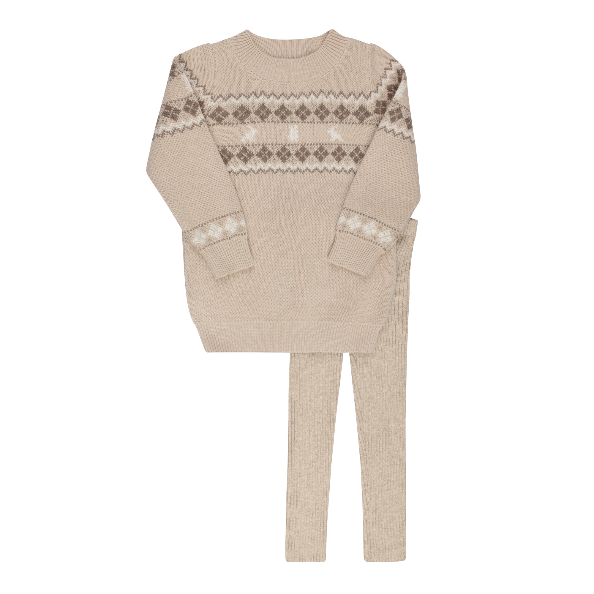 Looms Fair isle Taupe 2 piece set