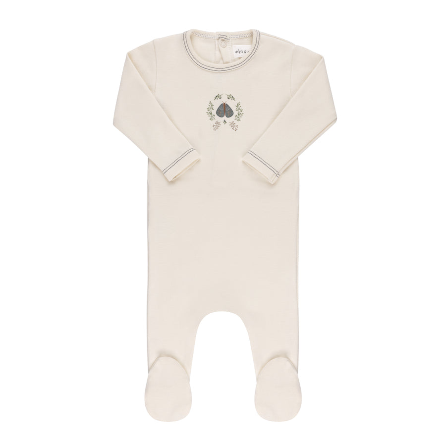 Garden floral ivory boy footie by Ely's & Co