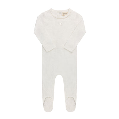 Heart pointelle ivory footie + bonnet by Ely's & Co
