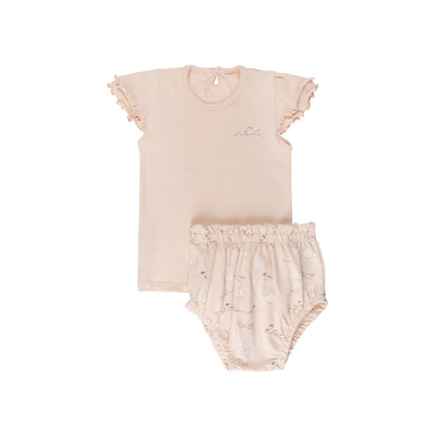 Birds vintage blush tee & bloomer set by Ely's & Co
