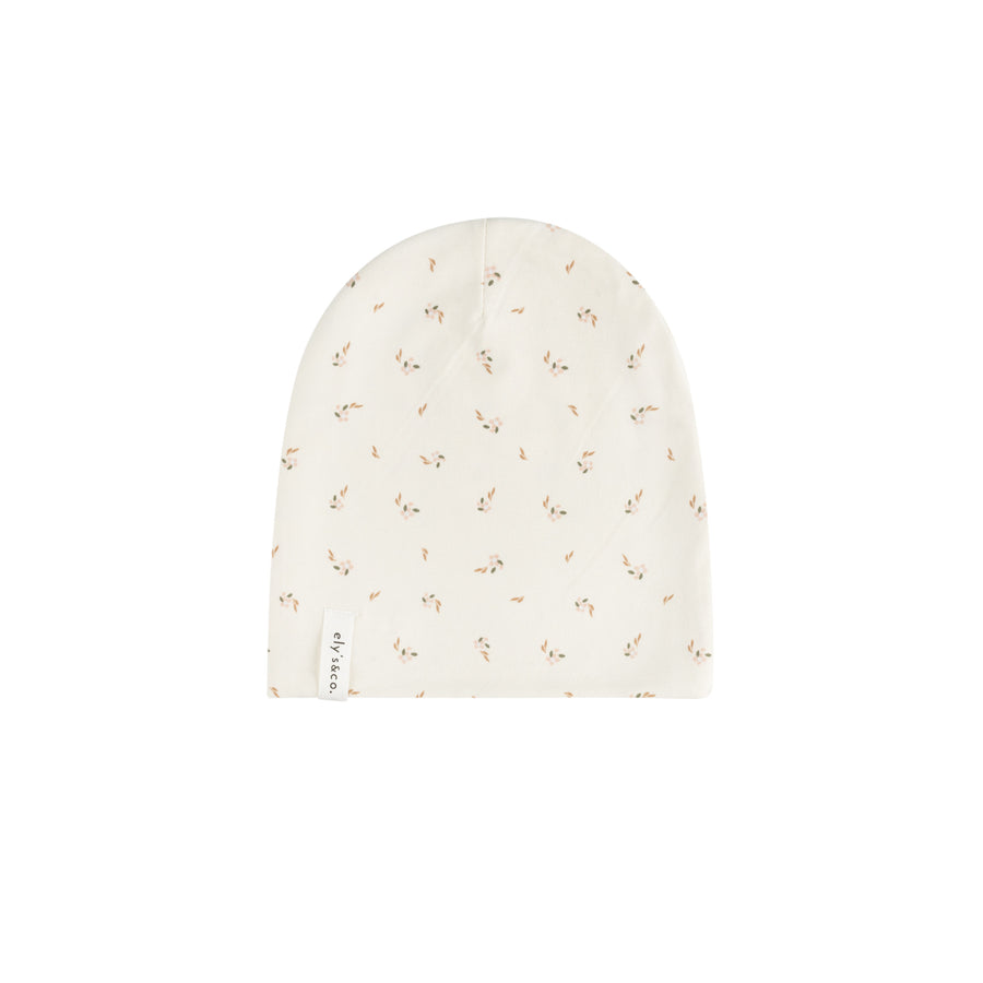 Floral printed ivory footie + beanie by Ely's & Co