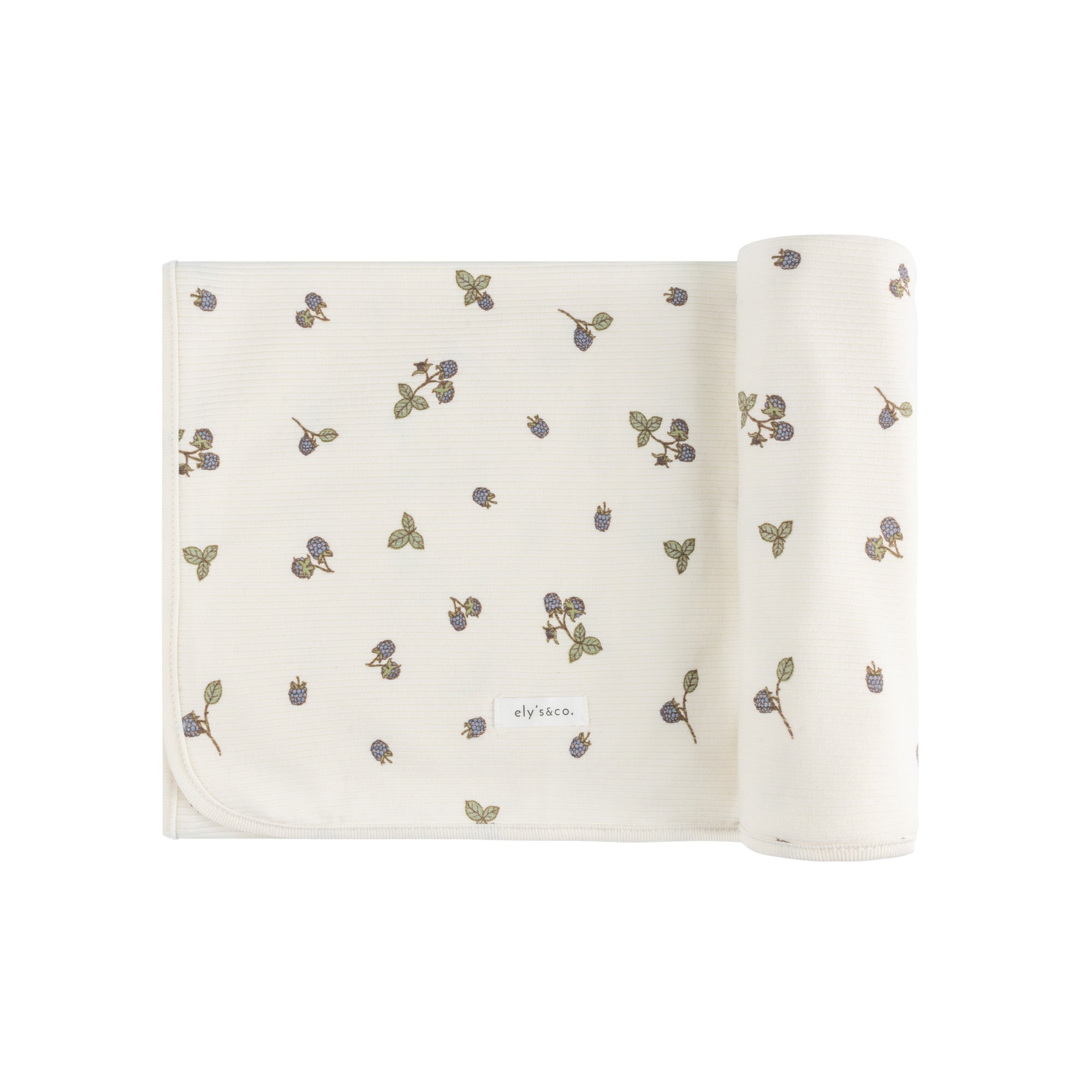 Raspberries cream/blue blanket by Ely's & Co