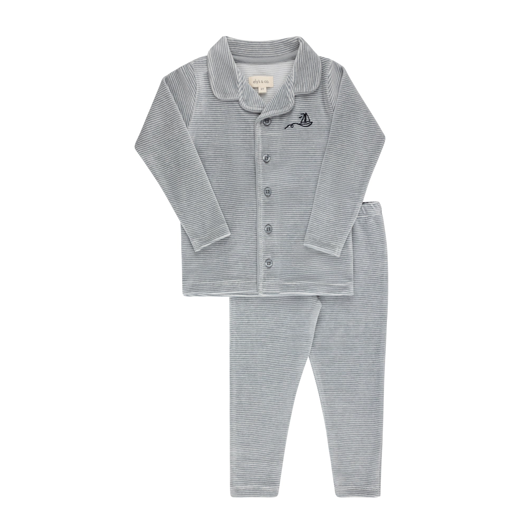 Ely's & Co Velour stripe light blue pajama