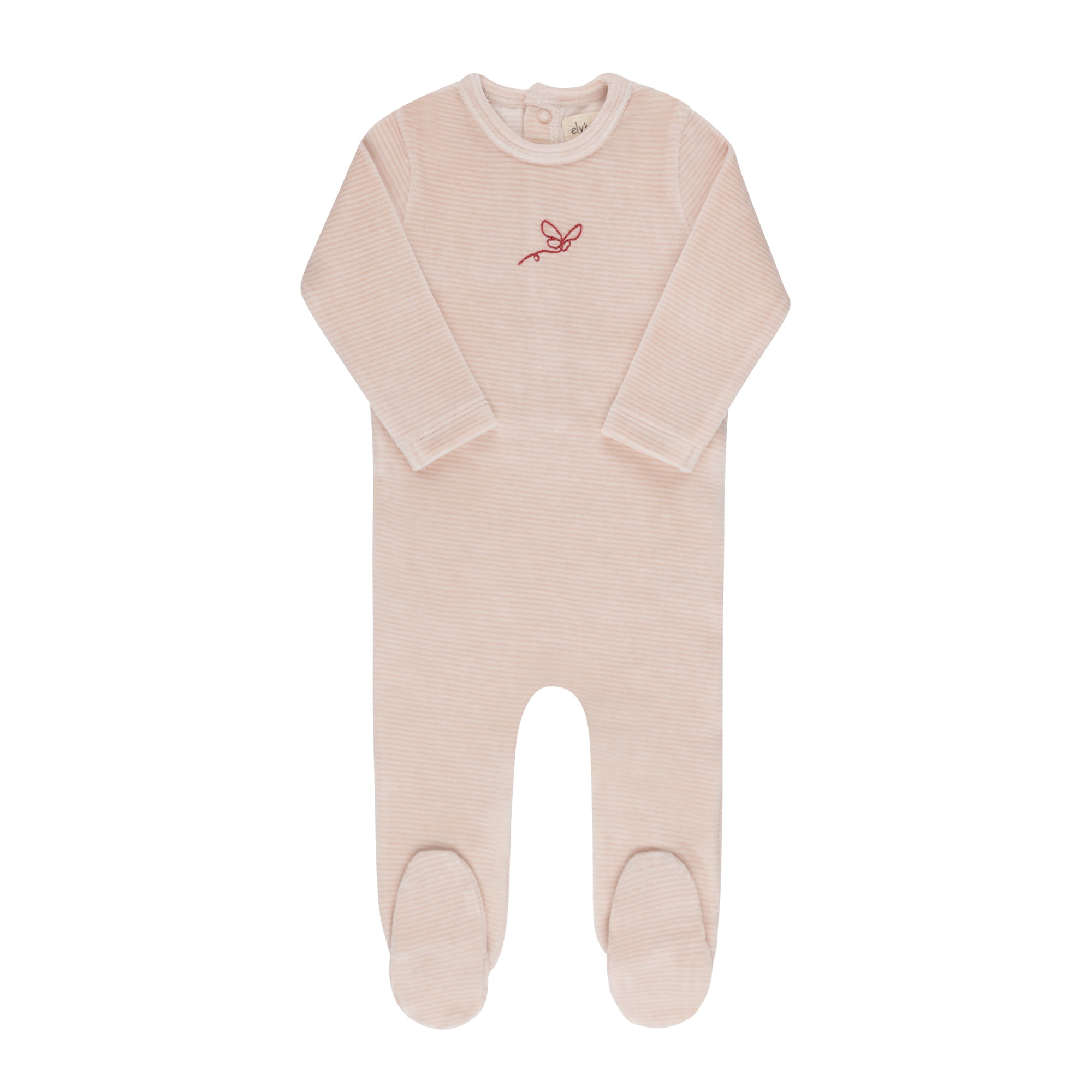 Ely's & Co Velour stripe light pink footie + beanie