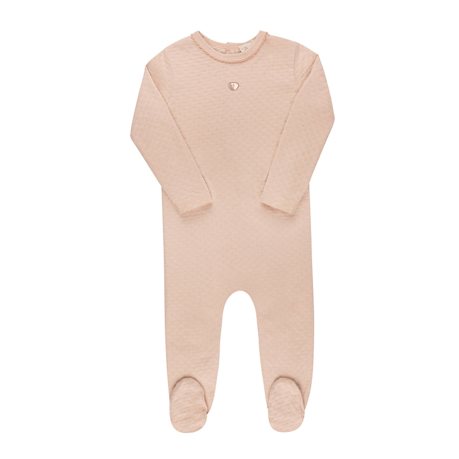Heart pointelle pink footie by Ely's & Co