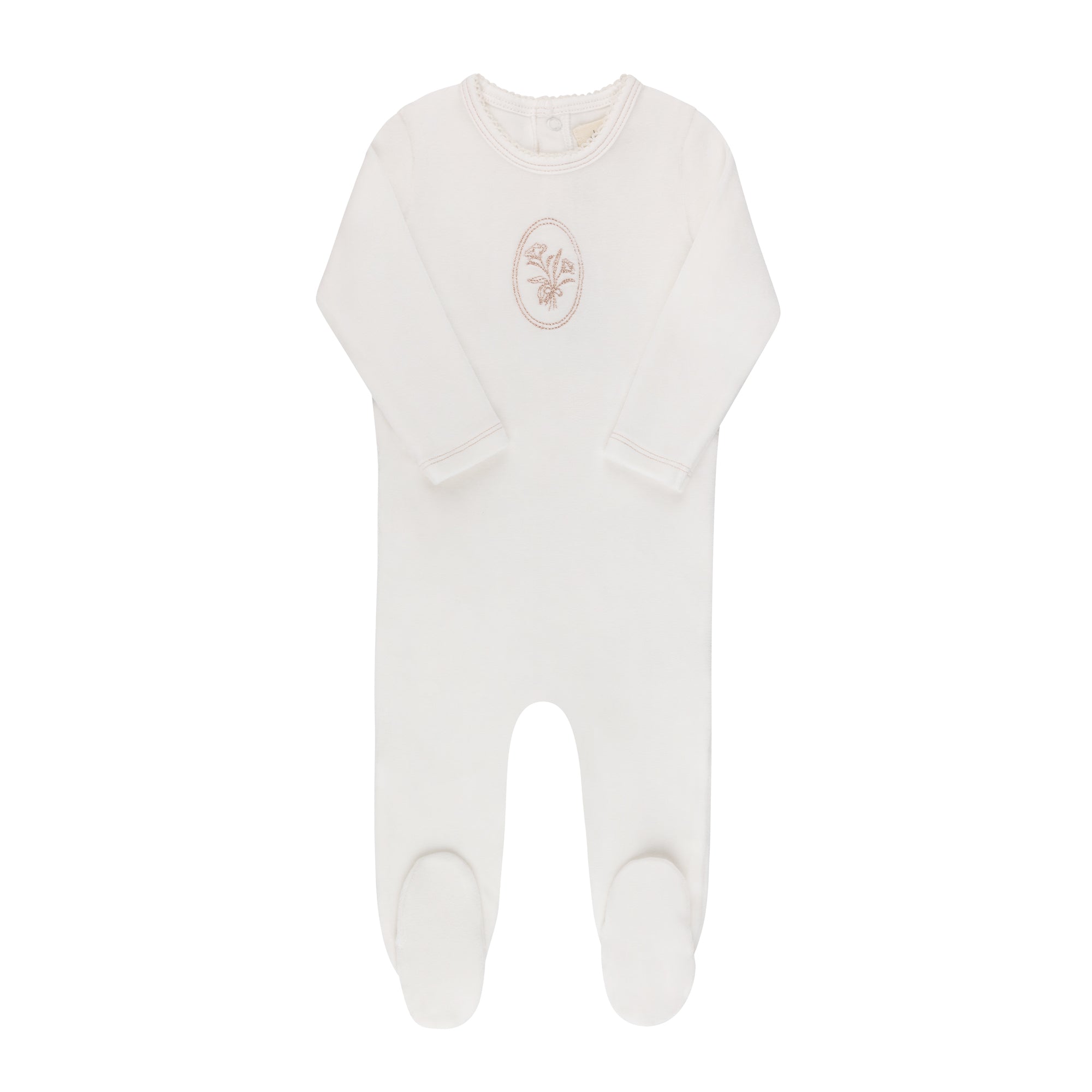 Ely's & Co Center floral velour ivory/rose footie + bonnet