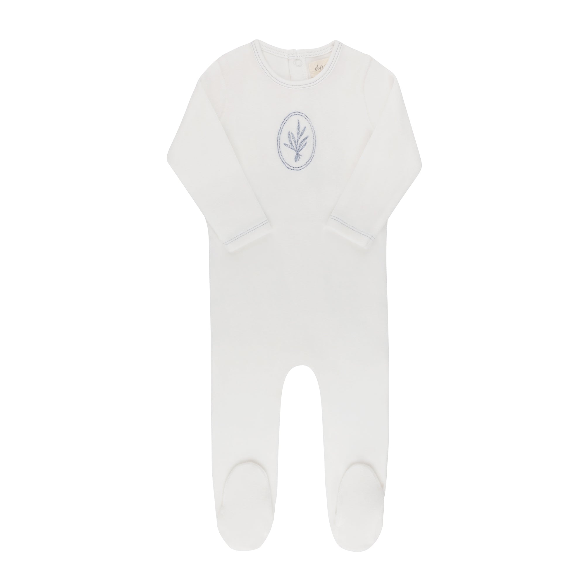 Ely's & Co Center floral velour ivory/blue footie + bonnet
