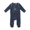 Blue with balloon velour bunny footie by Lilette