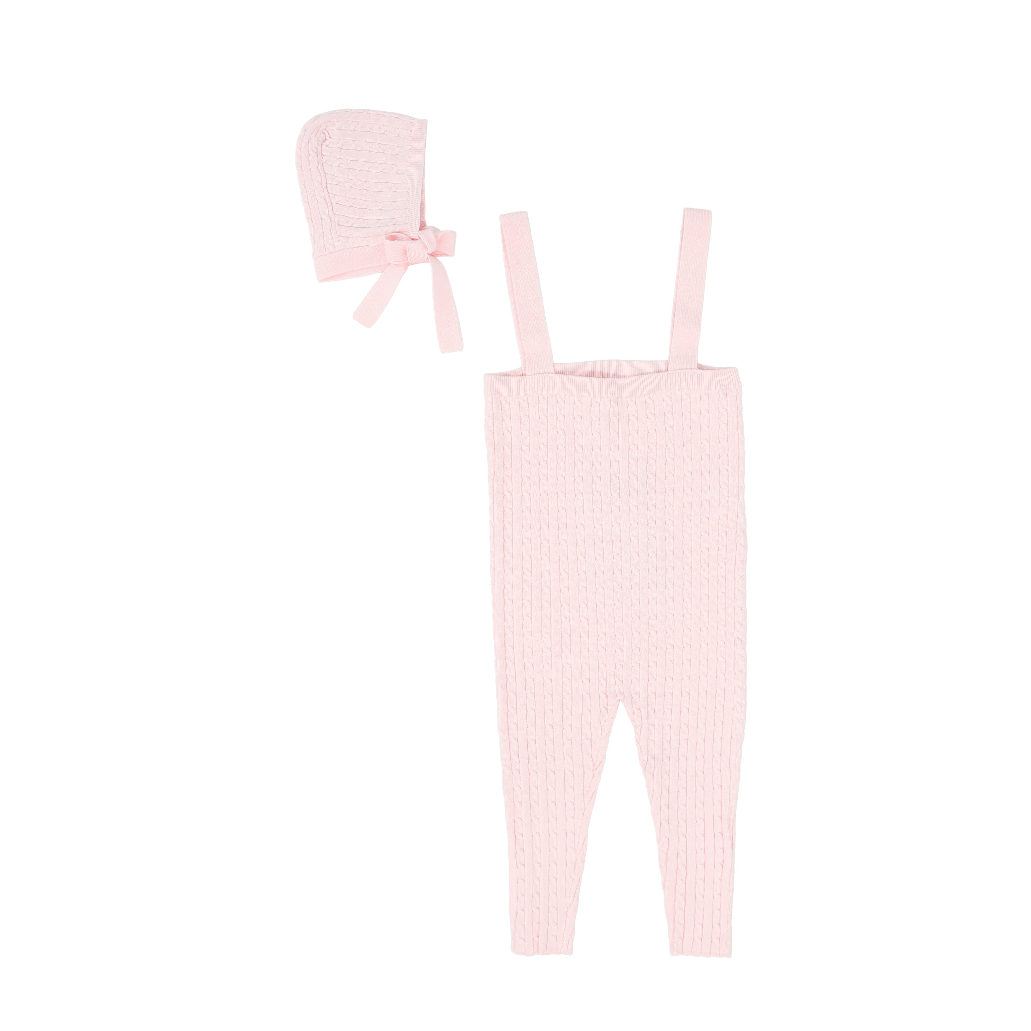 Bebe Jolee Marled knit pink overall 4 pc set