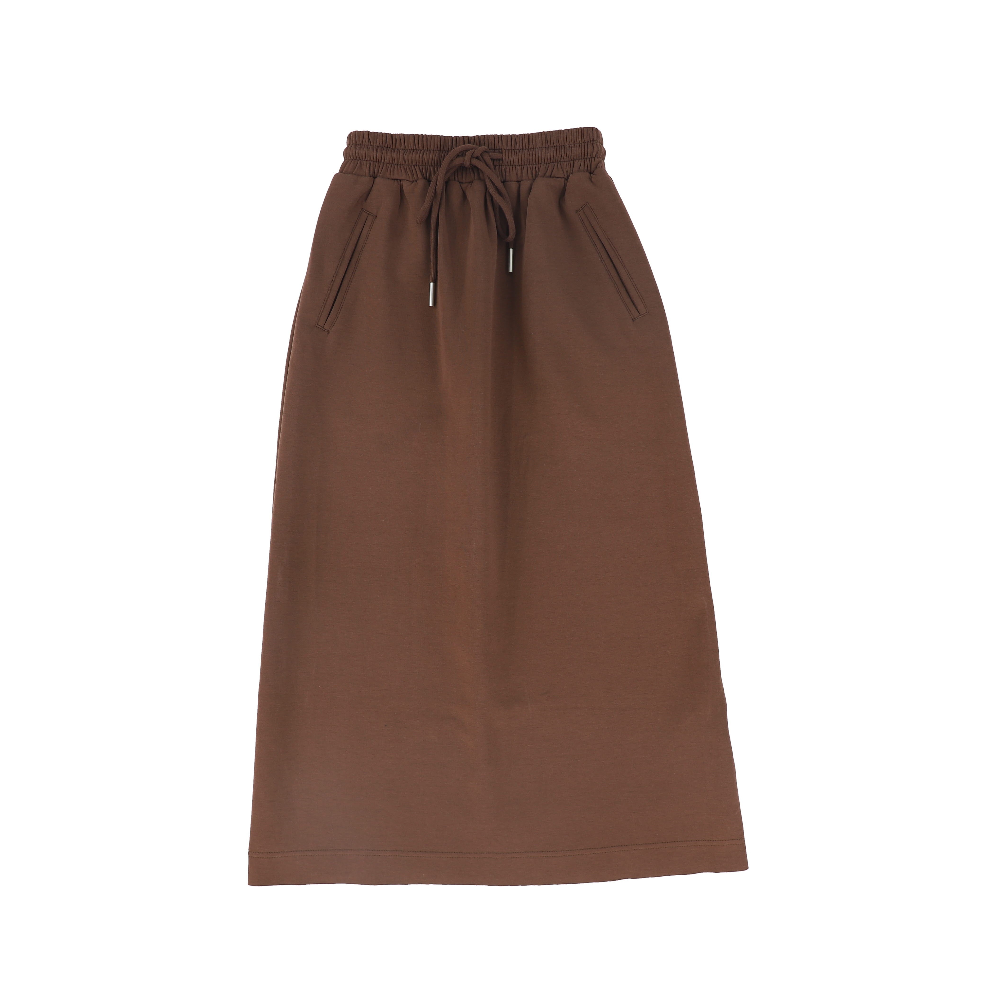 Valentina Drawstring brown maxi skirt
