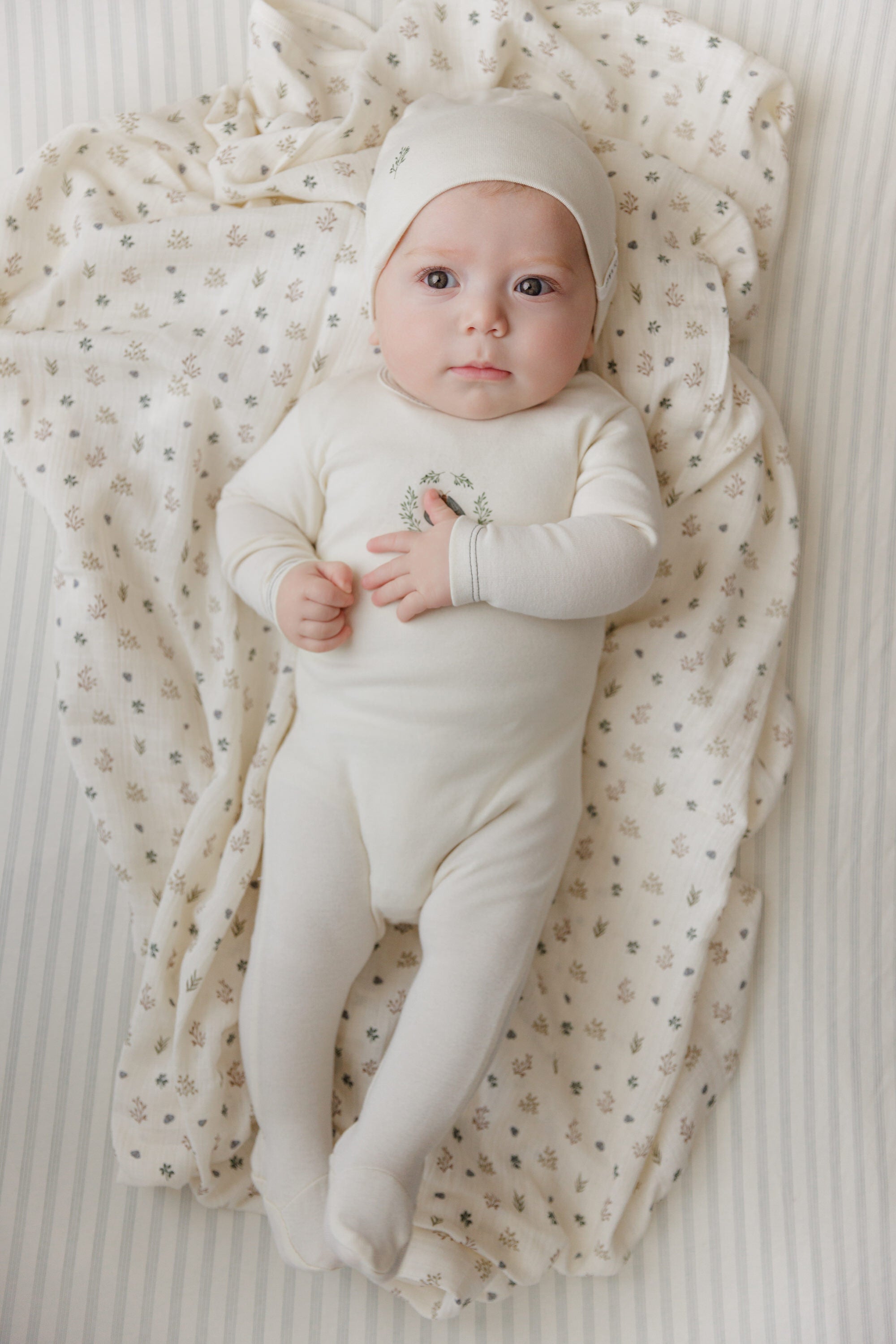 Ely's & Co Garden Floral Print Collection Footie - Ivory