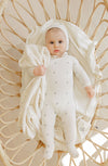 Berry ivory footie + bonnet by Ely's & Co