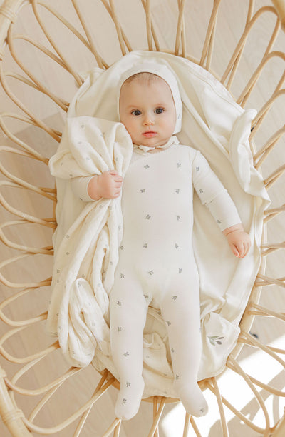 Berry ivory footie + bonnet by Ely's & Co
