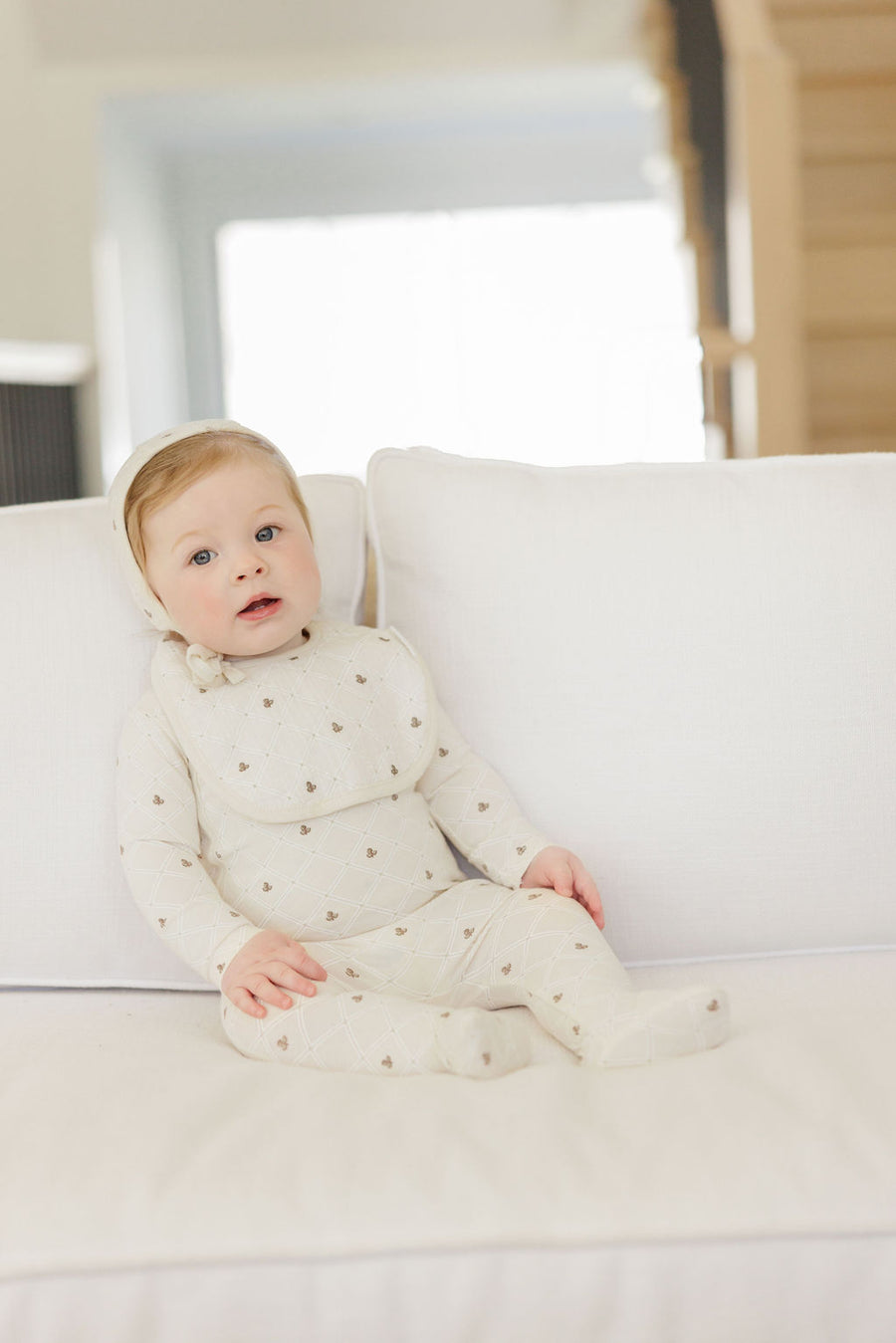 Floral grid ivory/leaf 3 pc set by Ely's & Co