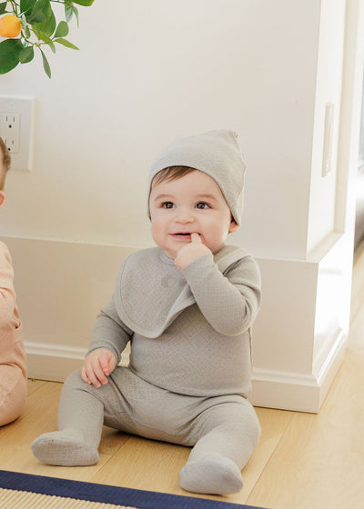 Amore blue/silver pointelle footie by Ely's & Co