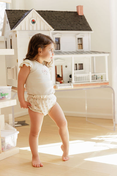 Garden floral ivory girl bloomer set by Ely's & Co