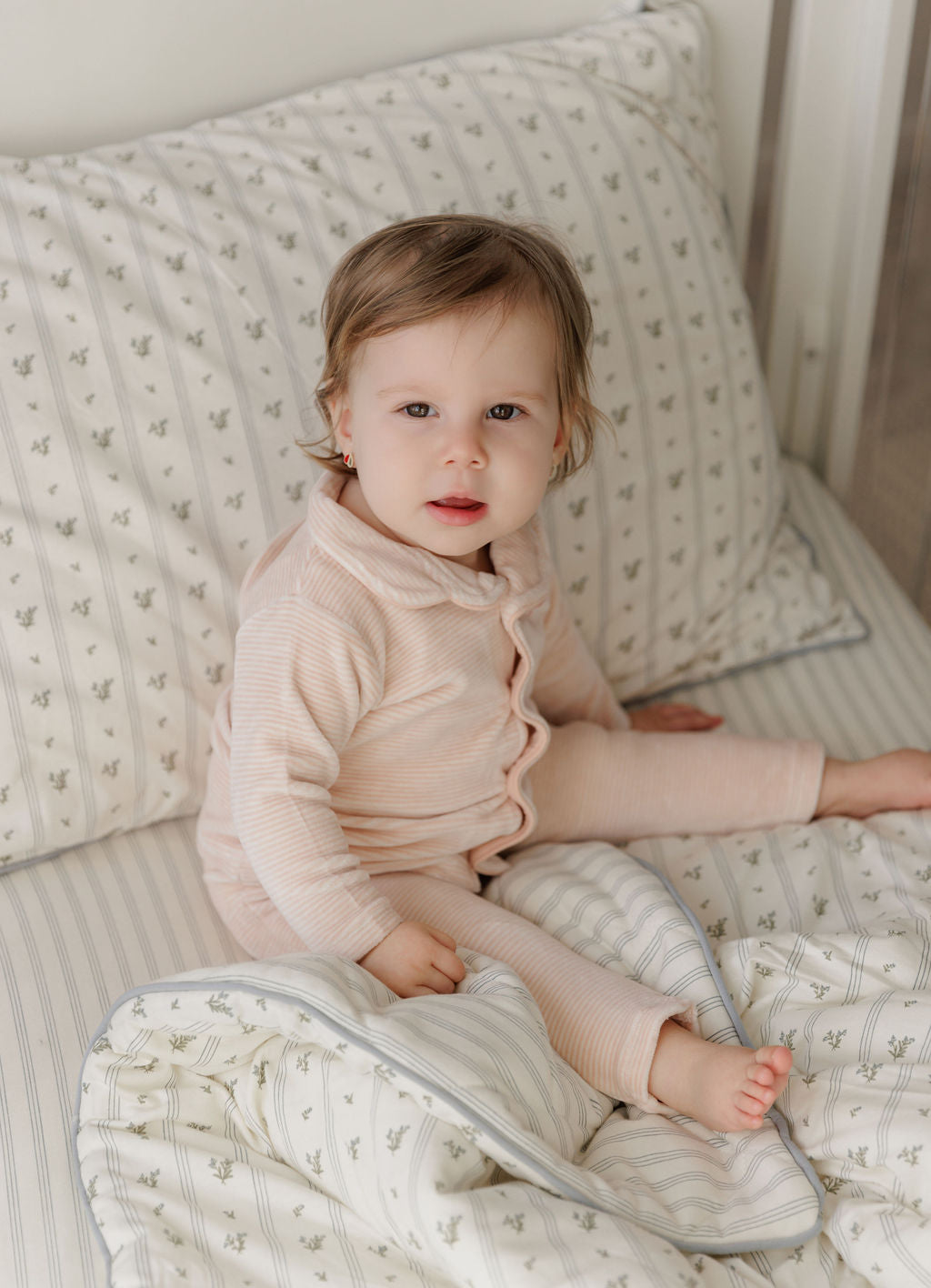 Ely's & Co Velour stripe light pink pajama