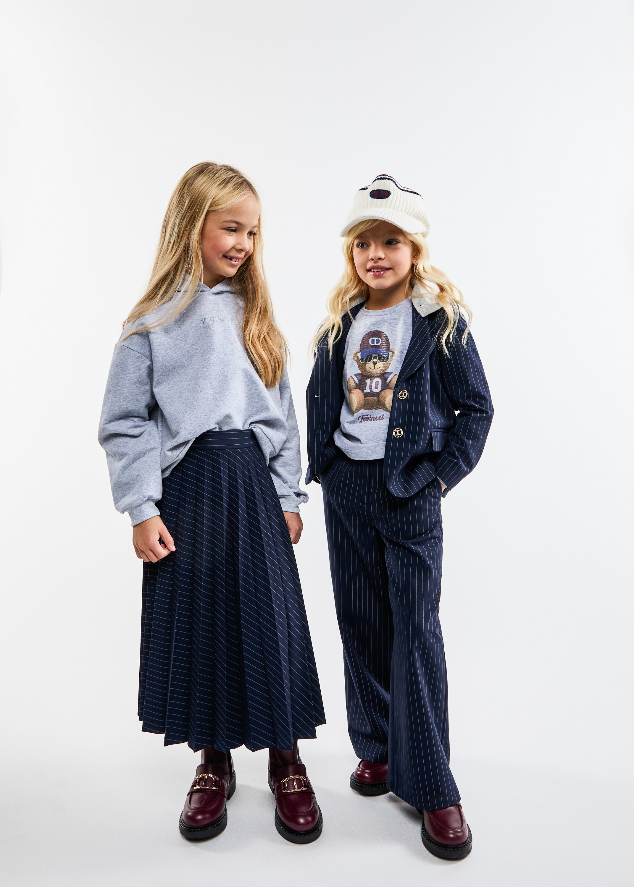 Twinset Pleated blue stripe pleated skirt